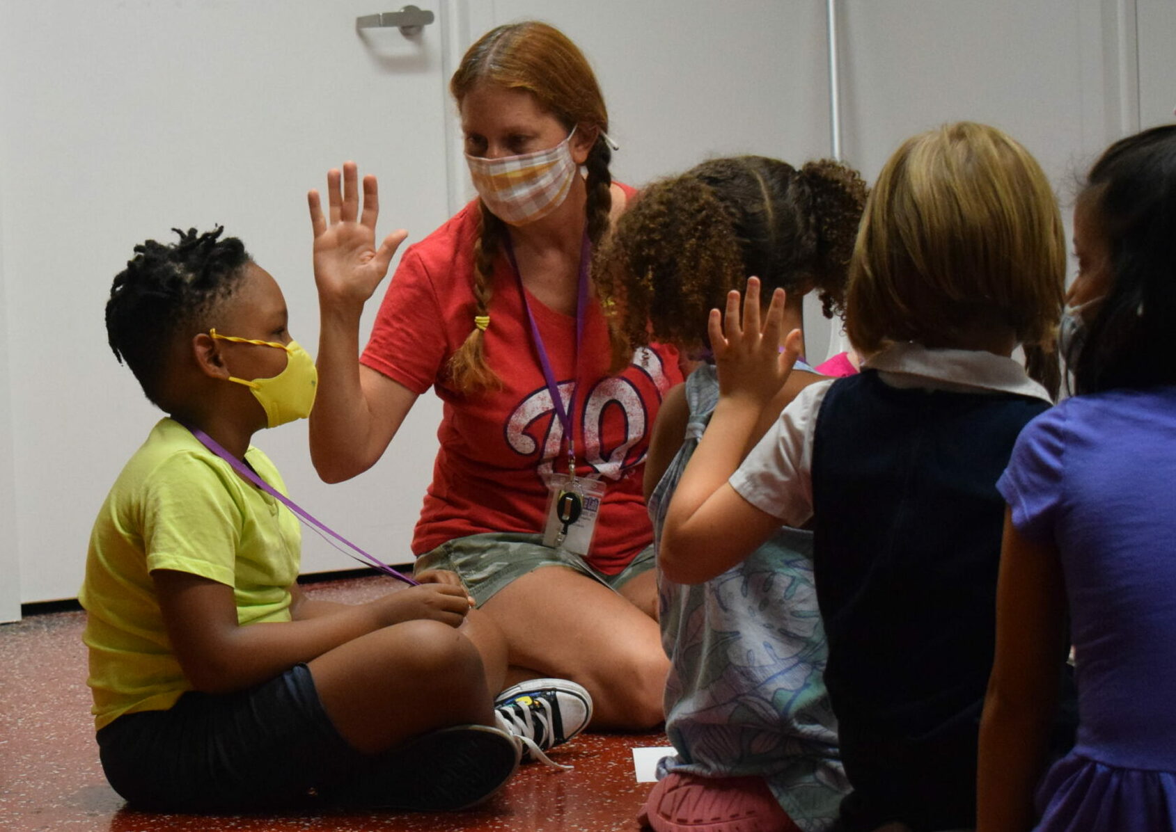 Campers with teacher